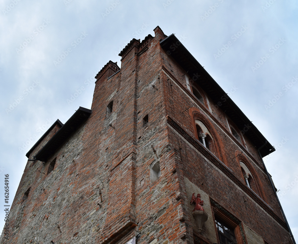 The ancient tower of the Senate Palace in Pinerolo, Italy.