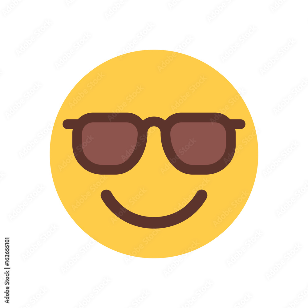 Yellow Smiling Cartoon Face In Sun Glasses Emoji People Emotion Icon Flat Vector Illustration Yellow Smiling Cartoon Face In Sun Glasses Emoji People Emotion Icon Flat Vector Illustration