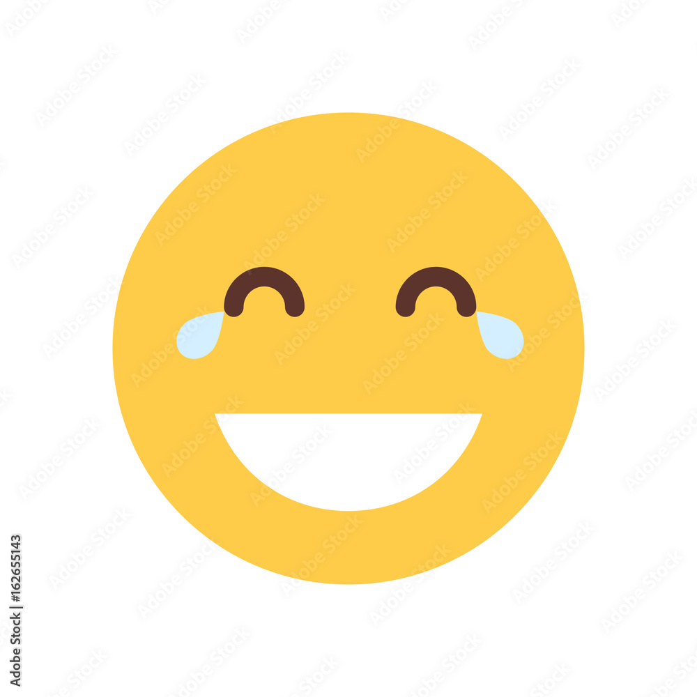 Yellow Smiling Cartoon Face Laughing Emoji People Emotion Icon Flat Vector Illustration Yellow Smiling Cartoon Face Laughing Emoji People Emotion Icon Flat Vector Illustration
