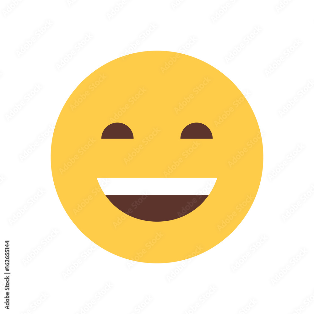 Yellow Smiling Cartoon Face Laughing Emoji People Emotion Icon Flat Vector Illustration