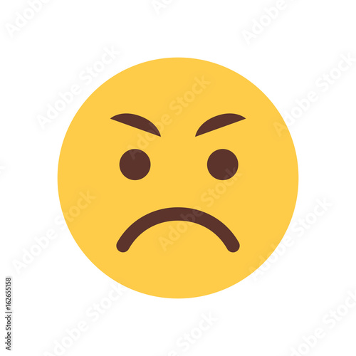 Yellow Angry Cartoon Face Emoji People Emotion Icon Flat Vector Illustration
