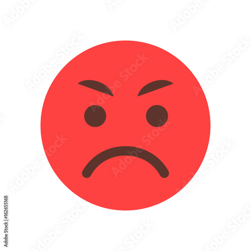 Red Angry Cartoon Face Emoji People Emotion Icon Flat Vector Illustration