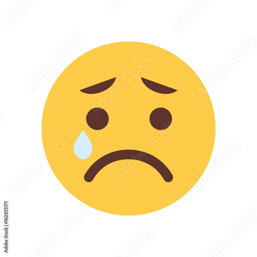 Yellow Cartoon Face Cry Sad Upset Emoji People Emotion Icon Flat Vector Illustration