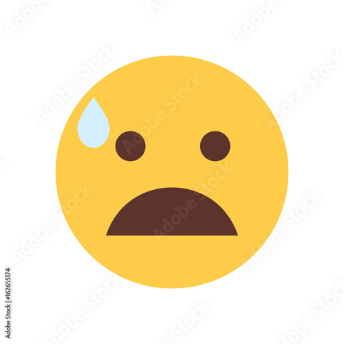 Yellow Cartoon Face Shocked Emoji People Emotion Icon Flat Vector Illustration