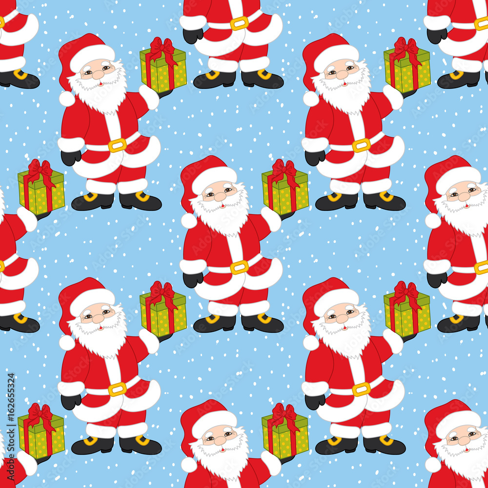 Vector Christmas and New Year Seamless Pattern with Santa Claus. Vector Santa Claus. Vector Christmas and New Year Seamless Pattern with Santa Claus. Vector Santa Claus.