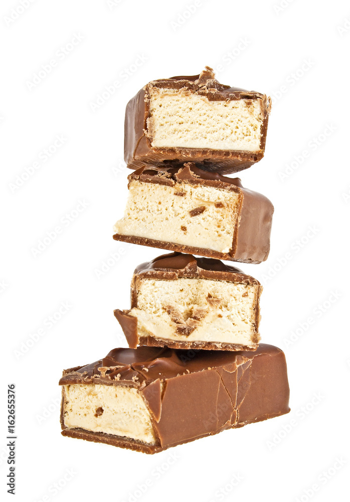 Chocolate covered bar of soft caramel toffee Chocolate covered bar of soft caramel toffee