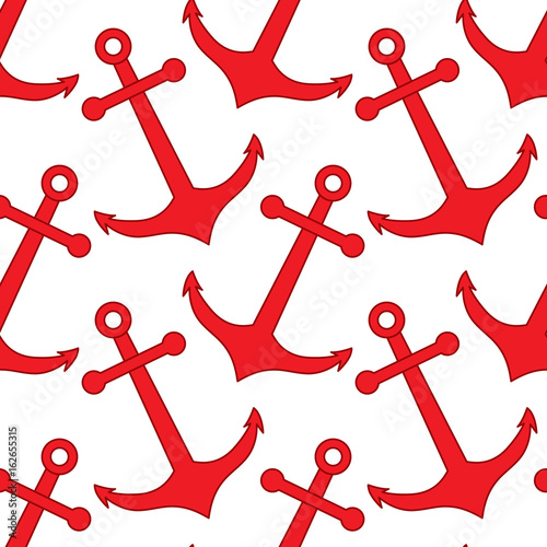 Vector Seamless Pattern with Anchors. Anchors Seamless Pattern Vector Illustration. 
