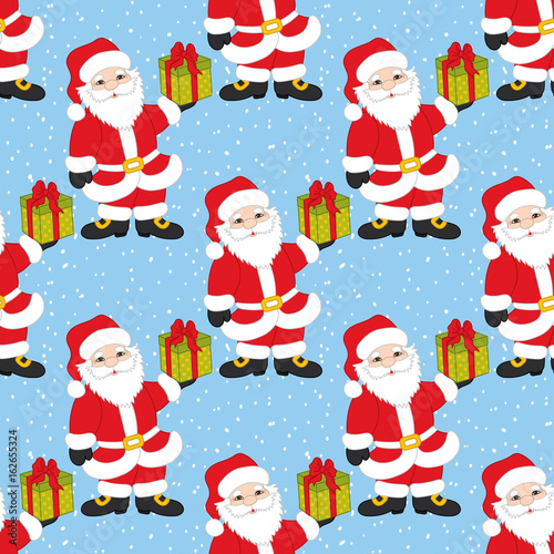 Vector Christmas and New Year Seamless Pattern with Santa Claus. Vector Santa Claus.  © TheCreativeMill