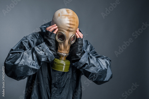 A man in a gas mask