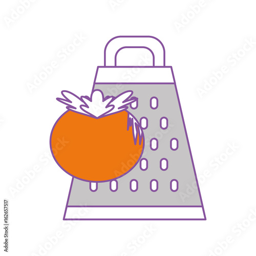 Kitchen grater with tomato vector illustration design