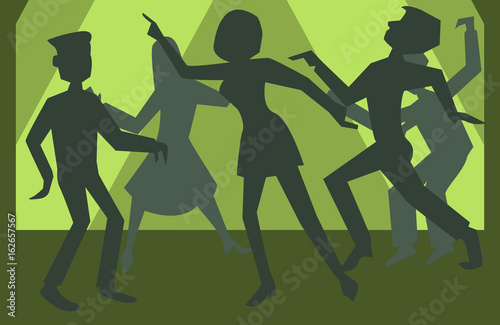 people silhouettes dancing vector background