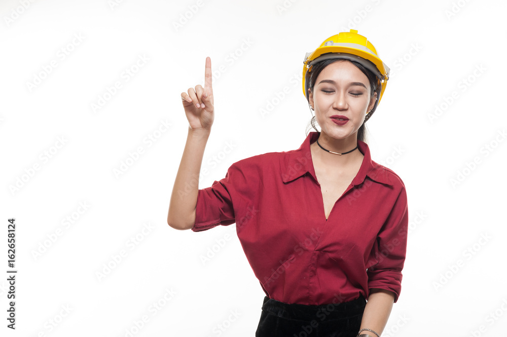 Young Asian engineer with red shirt Young Asian engineer with red shirt