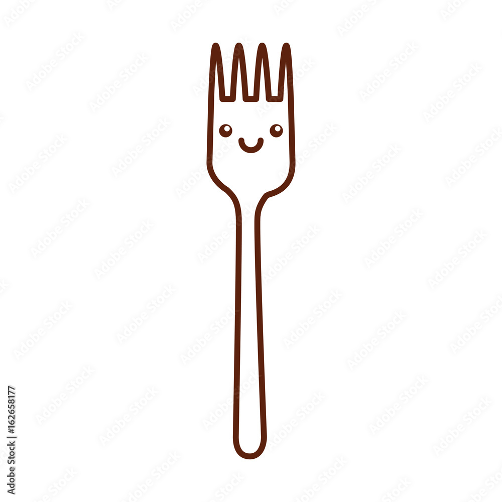 fork cutlery kawaii character vector illustration design vector de Stock |  Adobe Stock