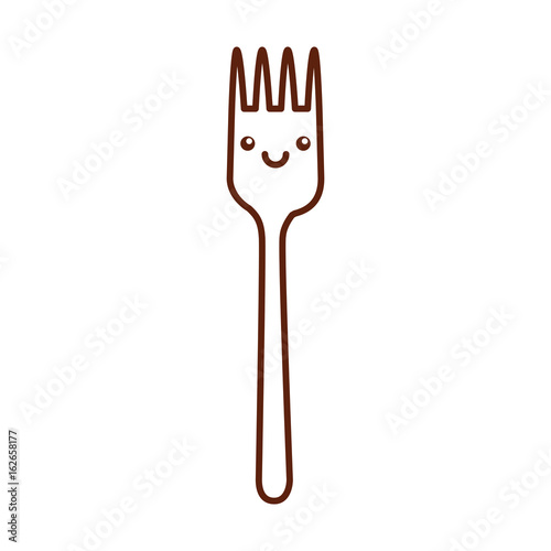 fork cutlery kawaii character vector illustration design