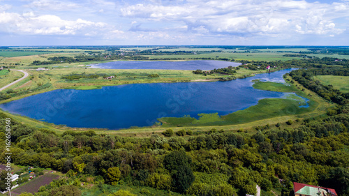 Top viev of pond in central region in Russia