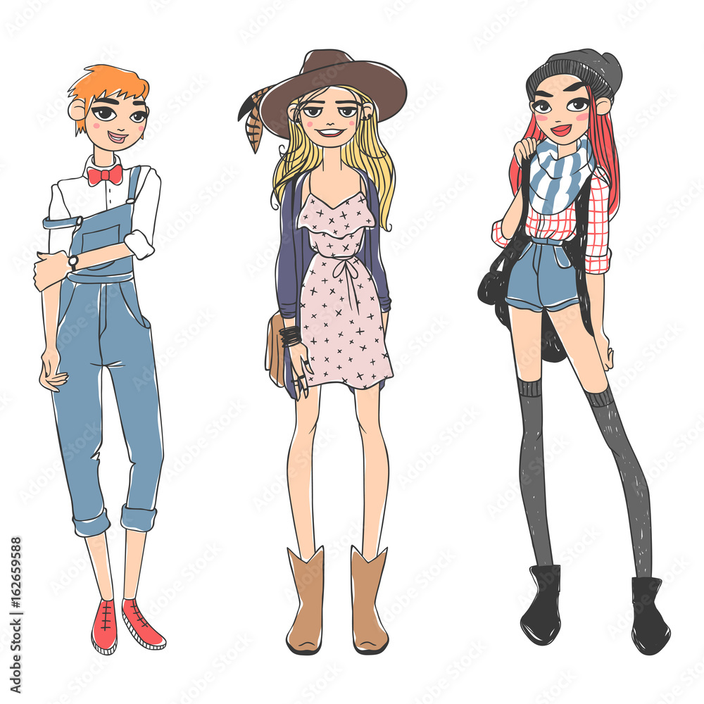 Fashion look girl beautiful girl woman female pretty young model style lady character vector illustration Fashion look girl beautiful girl woman female pretty young model style lady character vector illustration
