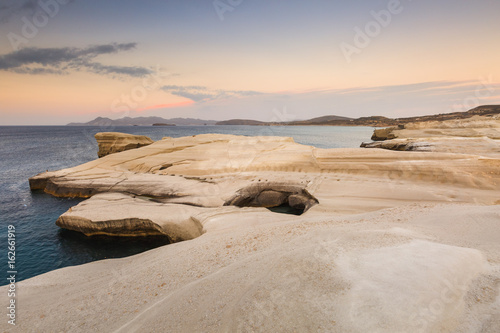 Fototapeta Naklejka Na Ścianę i Meble -  Volcanic rock formations on Sarakiniko beach on Milos island, Greece.
