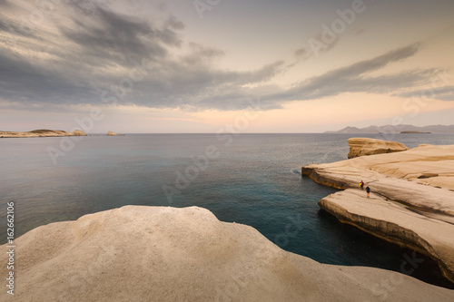 Fototapeta Naklejka Na Ścianę i Meble -  Volcanic rock formations on Sarakiniko beach on Milos island, Greece.
