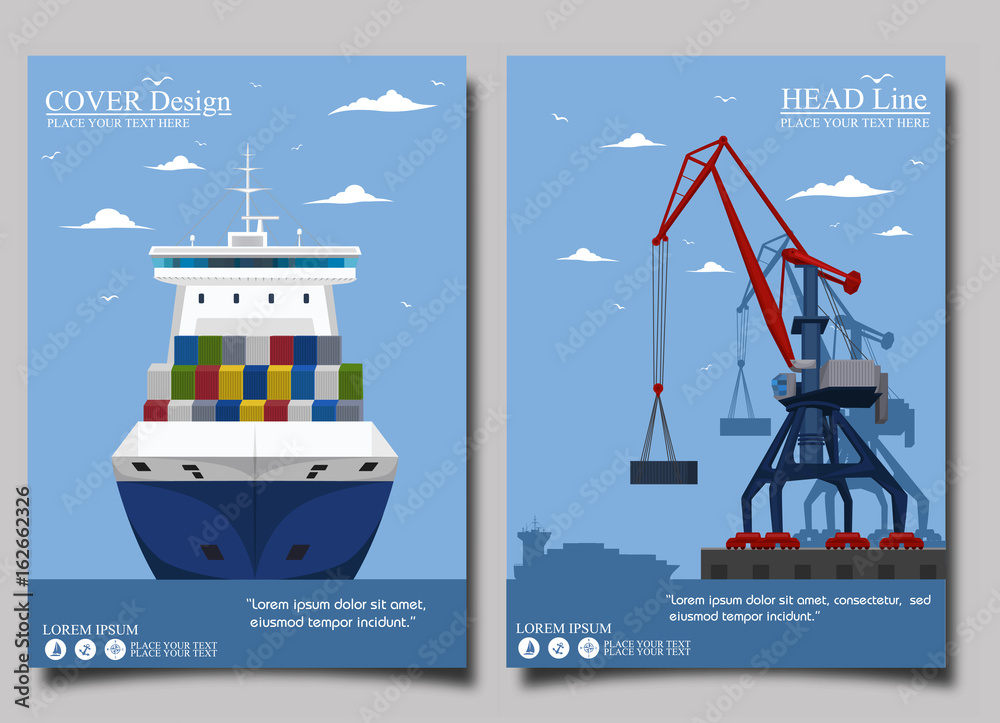 Naklejka premium Commercial sea shipping banner set