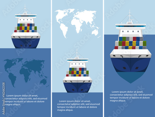 Commercial sea shipping flyer template set