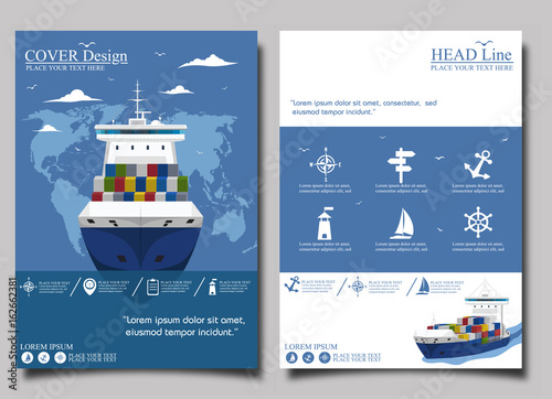 Sea shipping poster template set