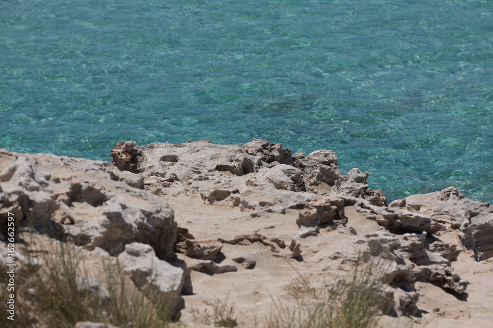 In Ses Illetes beach and Stones in Formentera beach In Ses Illetes beach and Stones in Formentera beach