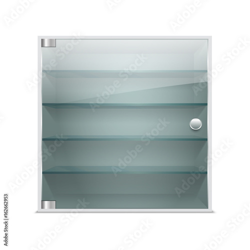 Vector cabinet with glass door, isolated on white