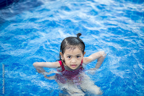 Children happy to play in swiming pool