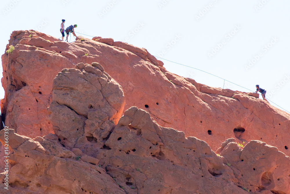 Rock climbers at Garden of the Gods, Colorado Springs, CO