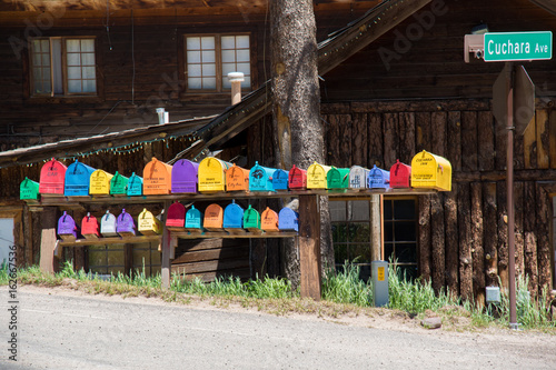 Colorful mailboxes in Cuchara, CO