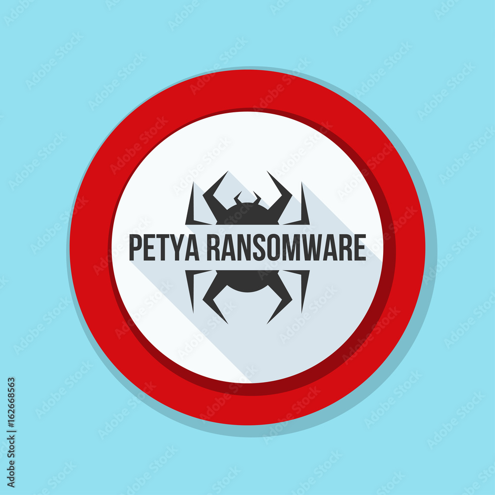 Petya Ransmoware hazard sign illustration