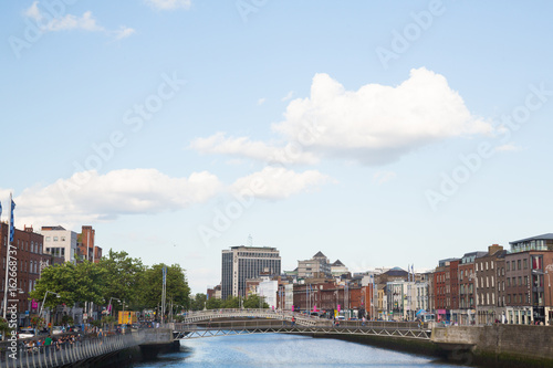 Canvas Print A view along the quays in Dublin City, Ireland