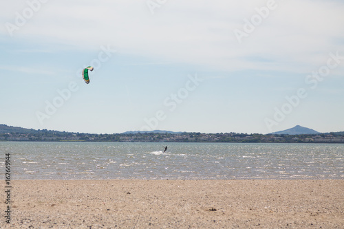 Canvas Print Kitesurfing at Irishtown beach in Dublin, Ireland