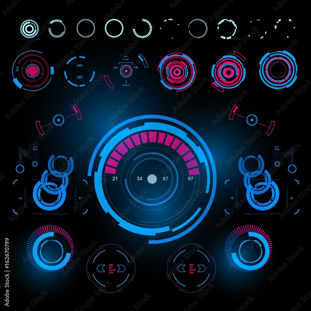 Futuristic virtual graphic touch user interface, HUD
