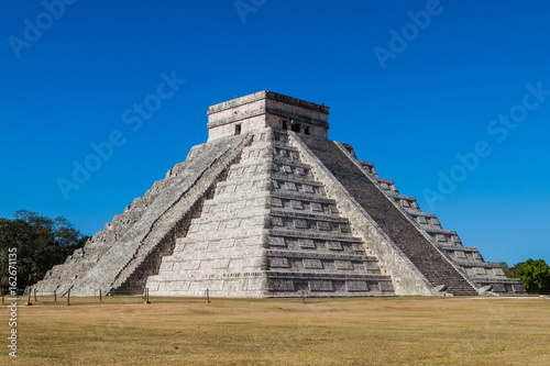 Pyramid Kukulkan in the Mayan archeological site Chichen Itza, Mexico