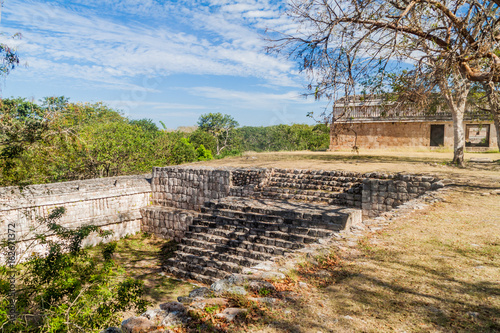 Casa de las Tortugas (House of the Turtles) building (right side) at the ruins of the ancient Mayan city Uxmal, Mexico