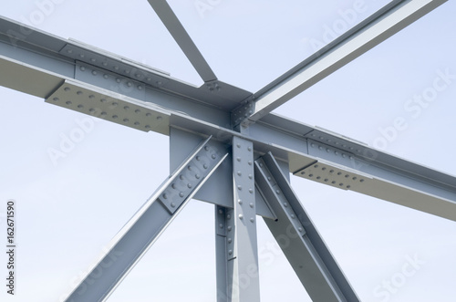 Parts of gray steel construction of a bridge