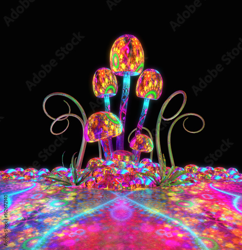 Magical glowing mushrooms