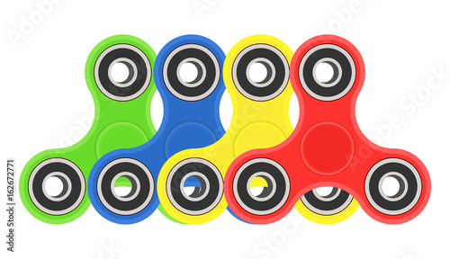 Color hand fidget spinners set. Vector illustration isolated on white background.
