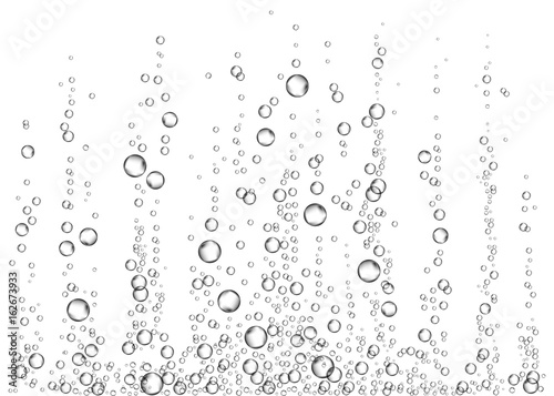 Underwater fizzing air bubbles on white  background.