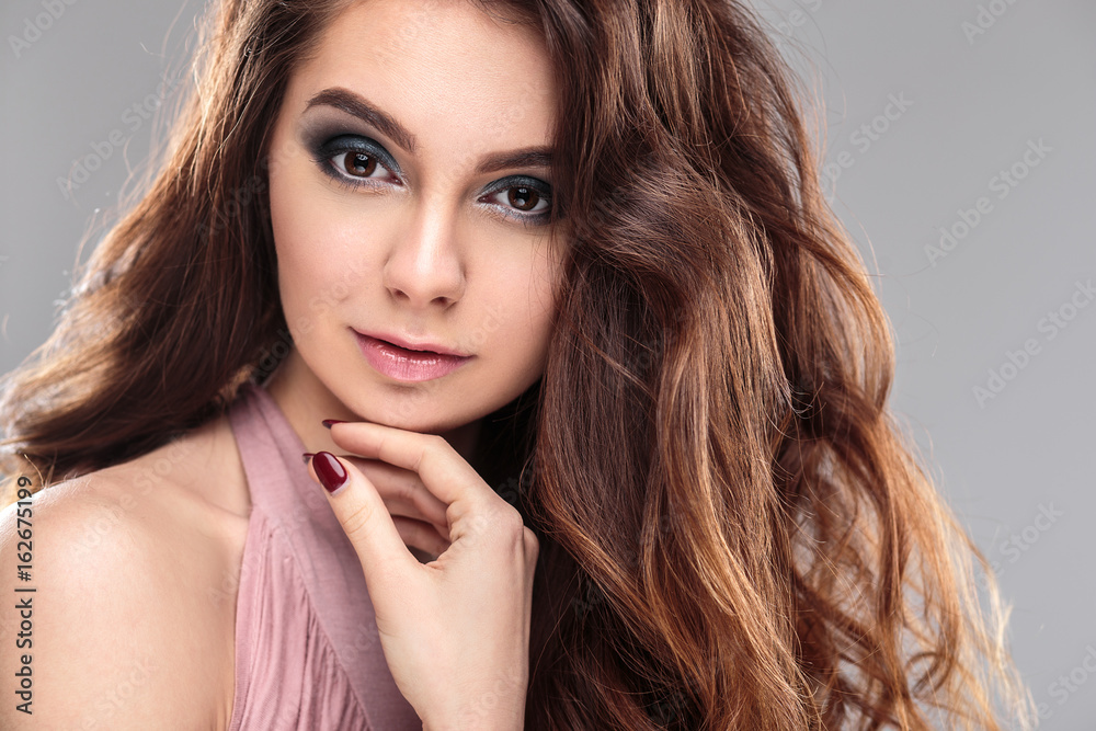 closeup beauty portrait of young woman with natural makeup and hairstyle. spa and care. closeup beauty portrait of young woman with natural makeup and hairstyle. spa and care.