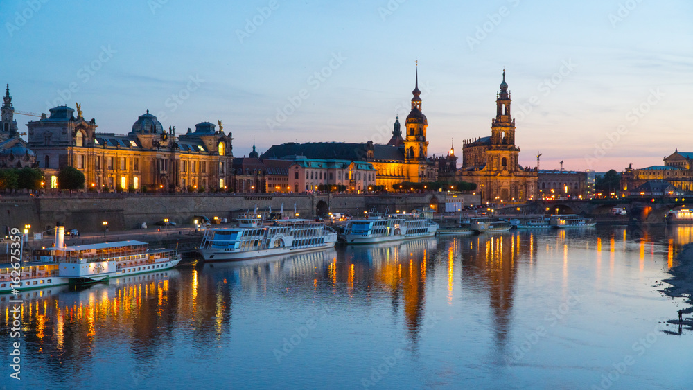 Dresden germany old town skyline on the elbe river.