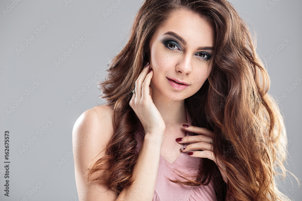 closeup beauty portrait of young woman with natural makeup and hairstyle. spa and care. closeup beauty portrait of young woman with natural makeup and hairstyle. spa and care.