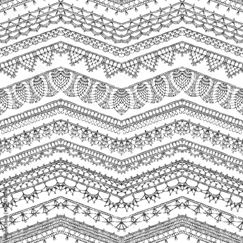 Vector seamless pattern of crochet lacy edges.