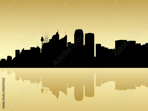 Skyline silhouette of the city of Sydney  New South Wales  Australia 