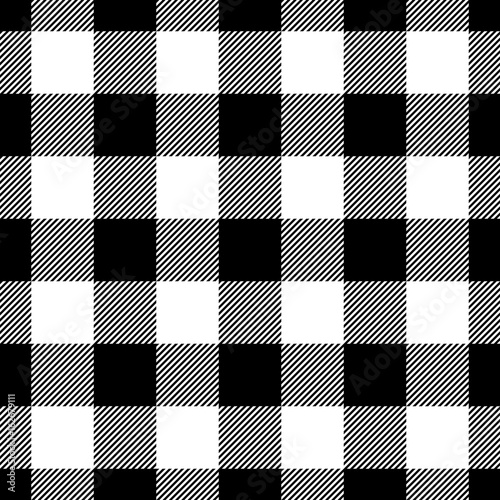 Lumberjack plaid pattern in black and white. Seamless vector pattern. Simple vintage textile design.