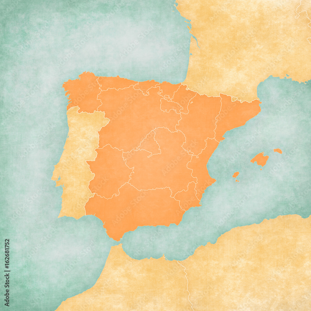 Map of Iberian Peninsula - Spain (Blank Map)