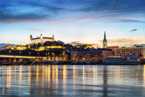 Bratislava castle and st. Martin cathedral at evening  Slovakia  Europe