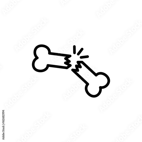 thin line broken bone icon on white background