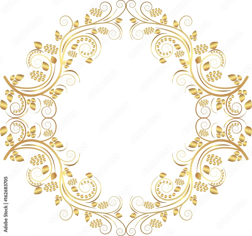 golden isolated floral border
